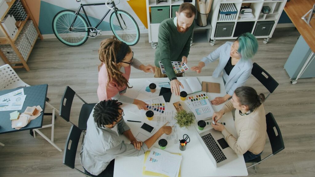 Creative brand strategy team working together